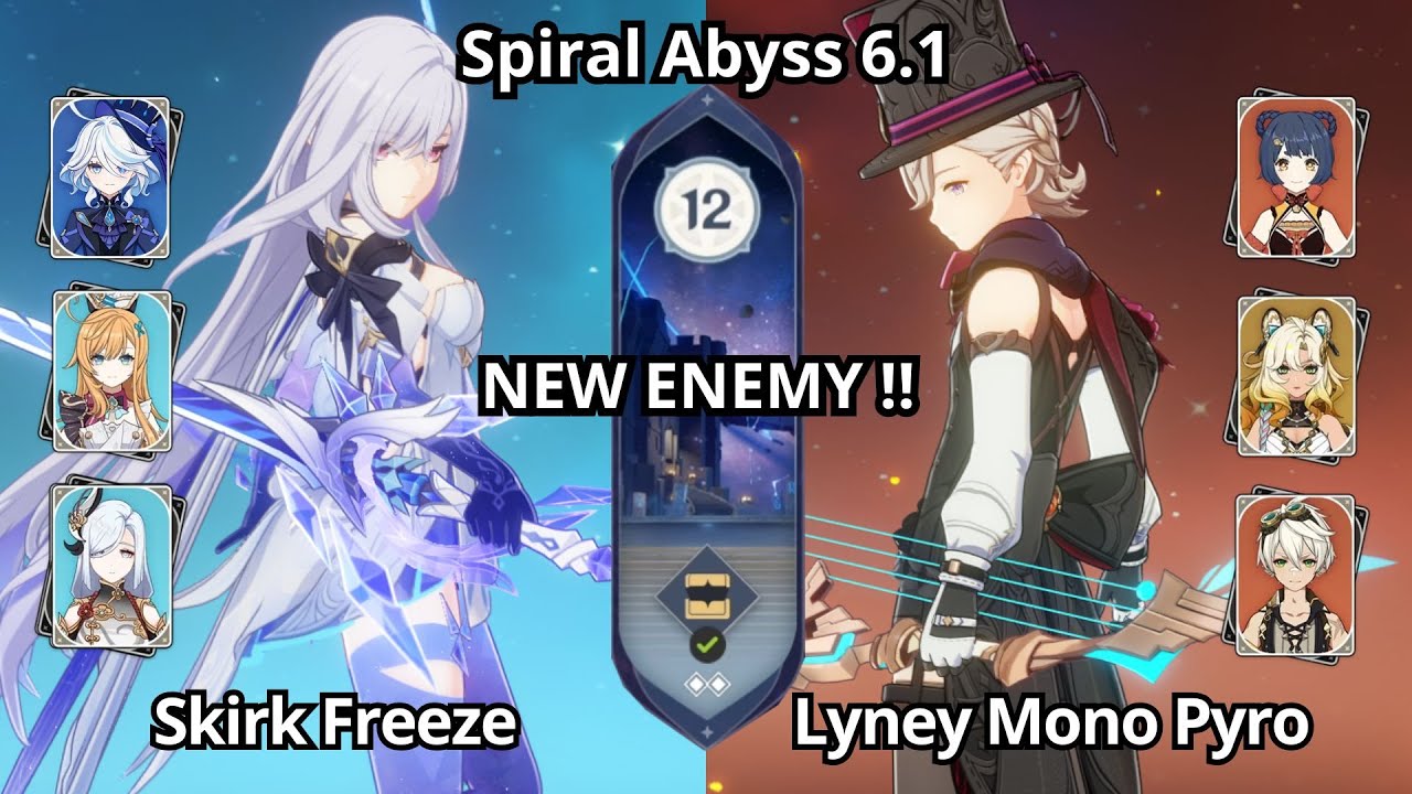 NEW !! C0 Skirk Freeze & C0 Lyney Mono Pyro - Spiral Abyss Floor 12 Genshin Impact 6.1