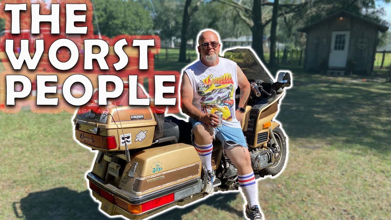 Surrounded by rowdy bikers in a field | Forgotten Angels Brap Star campout