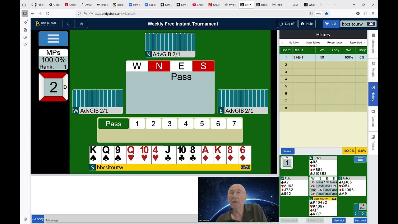 Over My Shoulder 217 BBO Weekly Free Instant Tournament