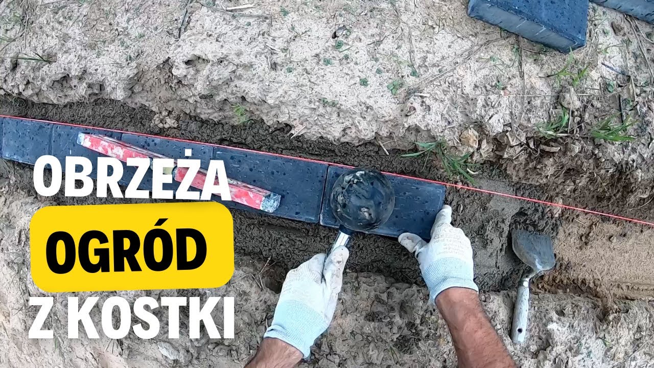 242. Kostka brukowa wokół trawnika, obrzeża z kostki, podsypka cementowo piaskowa