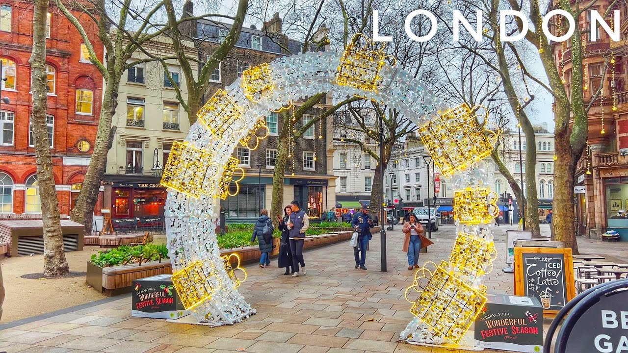 Christmas London City Walk ✨ London Christmas Lights Tour 🎄 London View at Christmas 🎄 London Walk