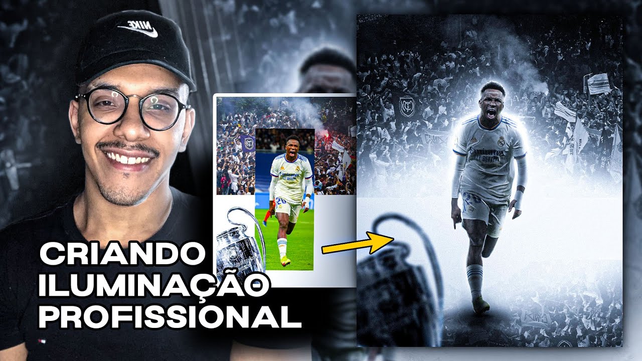 Criando Iluminação e Sombra Profissional no Photoshop - Flyer Esportivo Vinicius Junior 2023