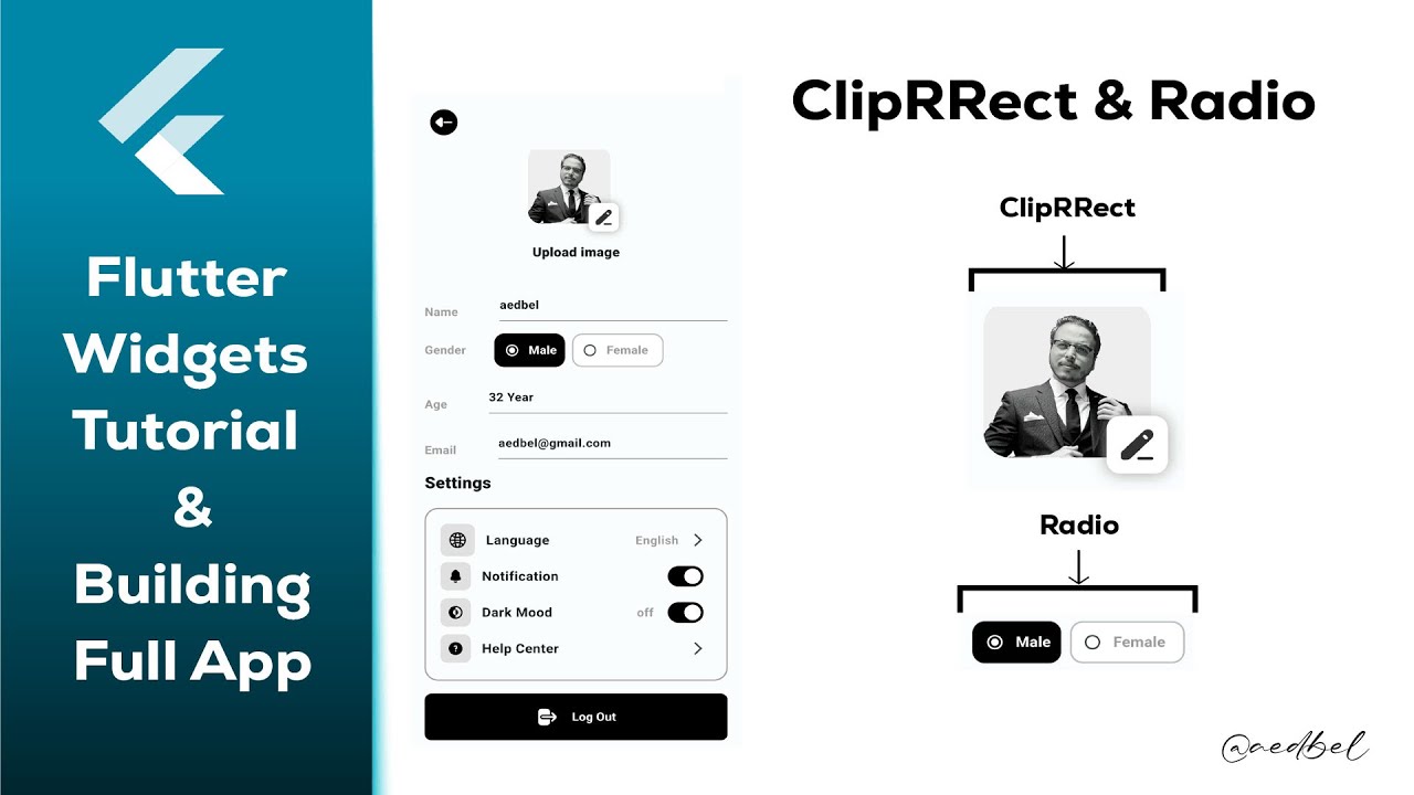 Flutter ClipRRect & Radio Widgets - Building Full App - Tutorial for Beginners -