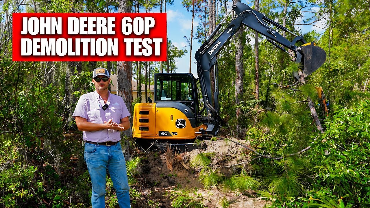 Мини-экскаватор John Deere 60P | Обзор и демонстрация расчистки территории