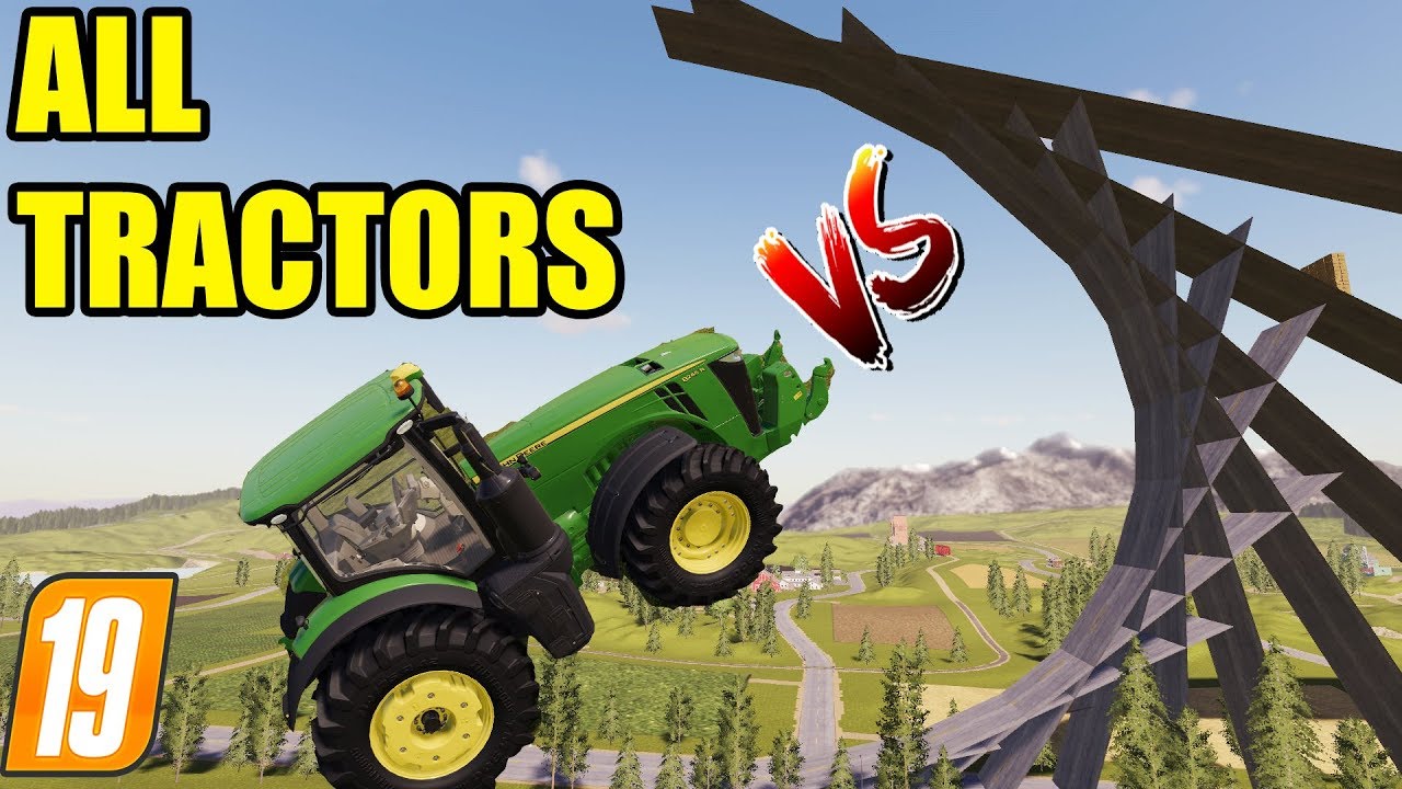 ALL LARGE TRACTORS [ MODIFIED ] vs HALF LOOP RAMP!!! Ramp Testing : Farming Simulator 19