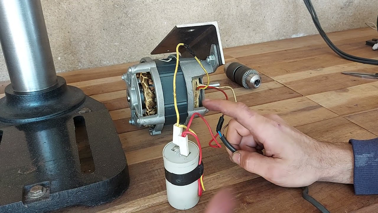 BRILHANTE IDÉIA COM MOTOR DE MAQUINA DE LAVAR como adaptar mandril no eixo e instalar o capacitor