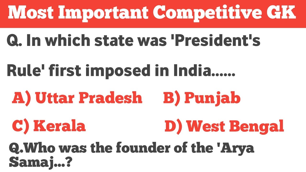 Top GK Questions for Exams | Parliament • History • Polity 