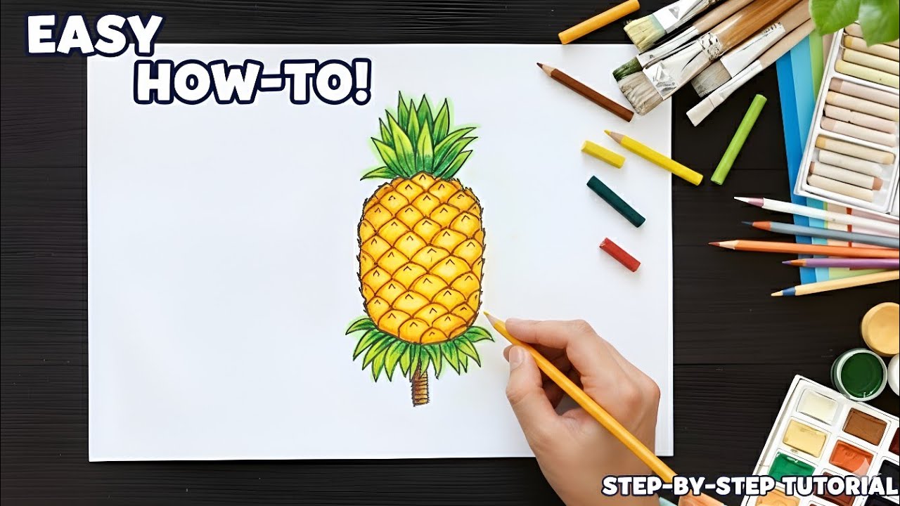 How to draw Pineapple | Ananas Drawing | Fruits Drawing Step-by-Step| Easy Drawing for Beginners |