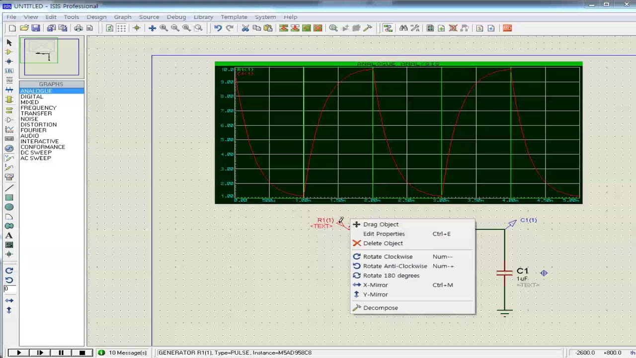 R C circuit Pulse by PROTEUS