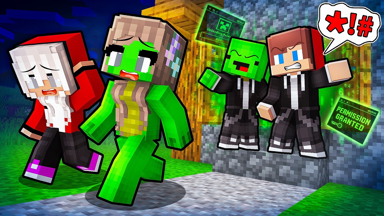 Hackers JJ and Mikey Kick Girls Out (Maizen Animation)