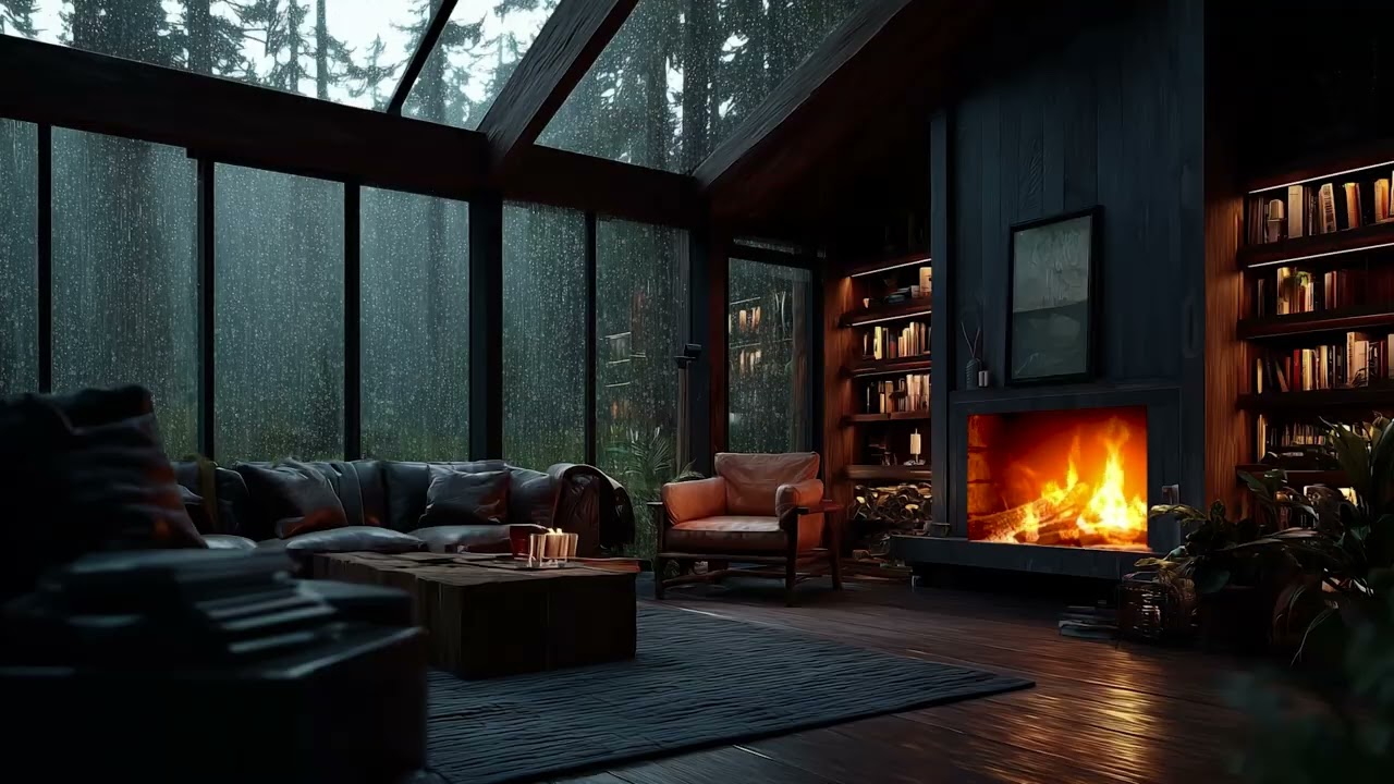 Soothing Rainstorm and Fireplace | Anxiety Relief & Calm Mind