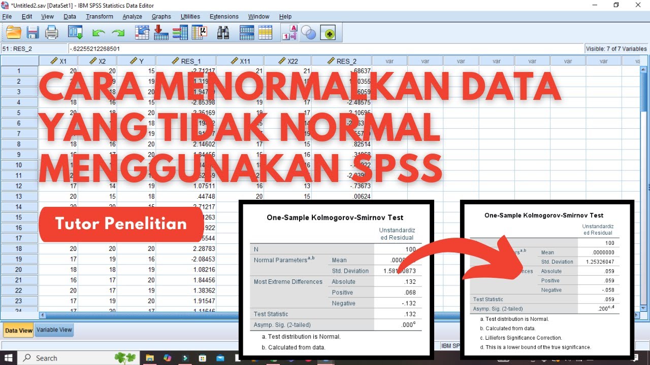 Cara Menormalkan Data Yang Tidak Normal Menggunakan SPSS ||| Uji One Sample Kolmogorov-Smirnov