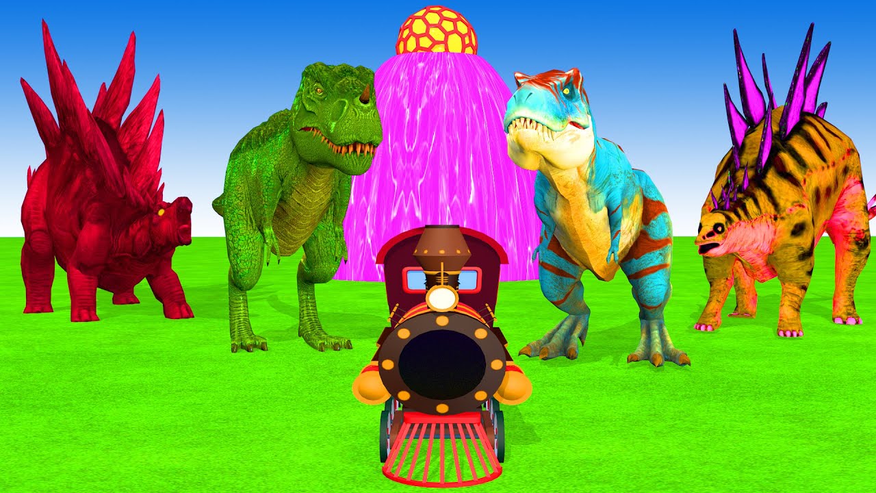Paint Animals Dinosaur T Rex Herbivores and Carnivores Dinosaurs Fountain Crossing Animal Cartoon