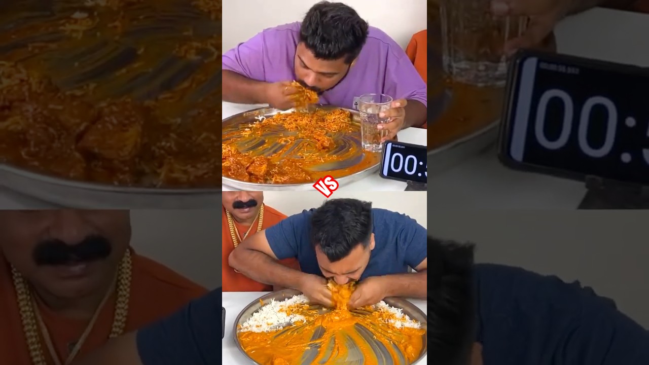 #eating INDIAN  Vs PAKISTANI CHICKEN CURRY RICE #challenge 😱🔥 #indianfood #shorts #eatingshow