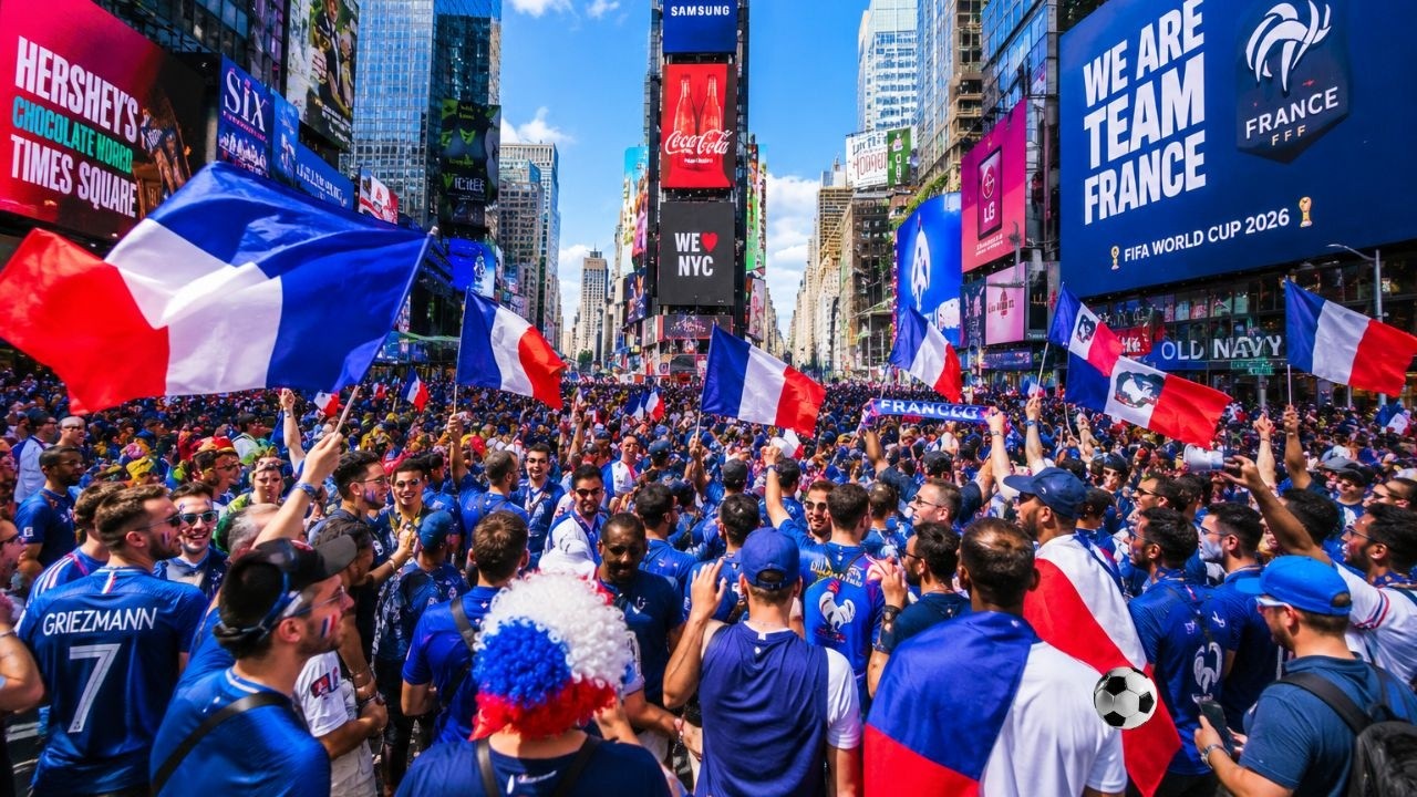 🗽NYC FIFA ⚽️ France 🇫🇷 Fans Take Over Times Square! Incredible World Cup Atmosphere