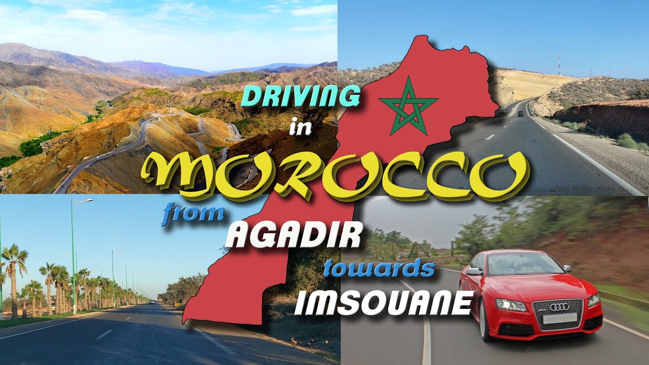 Driving in Morocco. Coastline Road N1 from Agadir towards Imsouane and back.