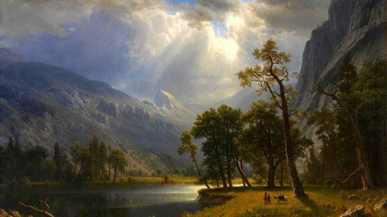 Art & Music. Albert Bierstadt - Mount Starr King, Yosemite & Caleb Etheridge - Delicate Beauty