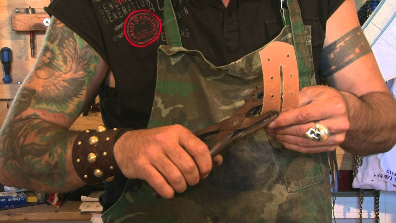 Handmade leather art created by Eduardo Genta at his studio in Salinas Ibiza