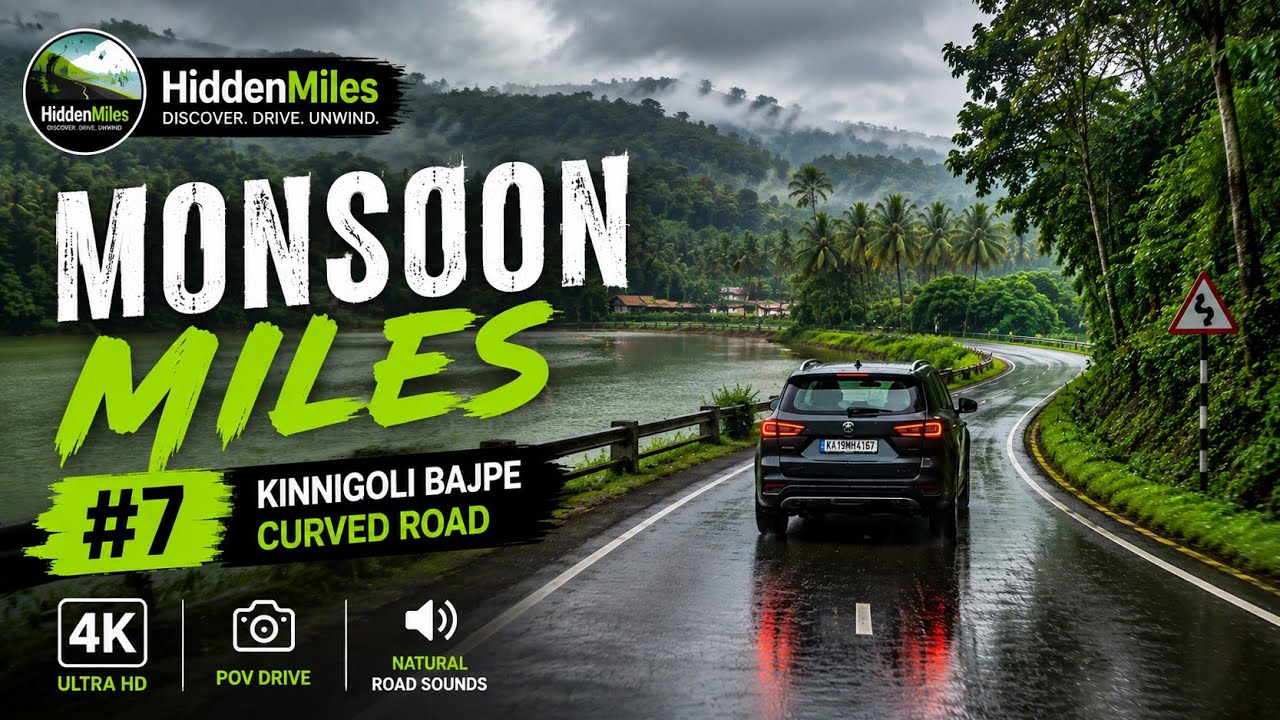 🌧️ Monsoon Miles #7 | Hidden Green Roads of Kinnigoli to Bajpe | 4K POV Drive