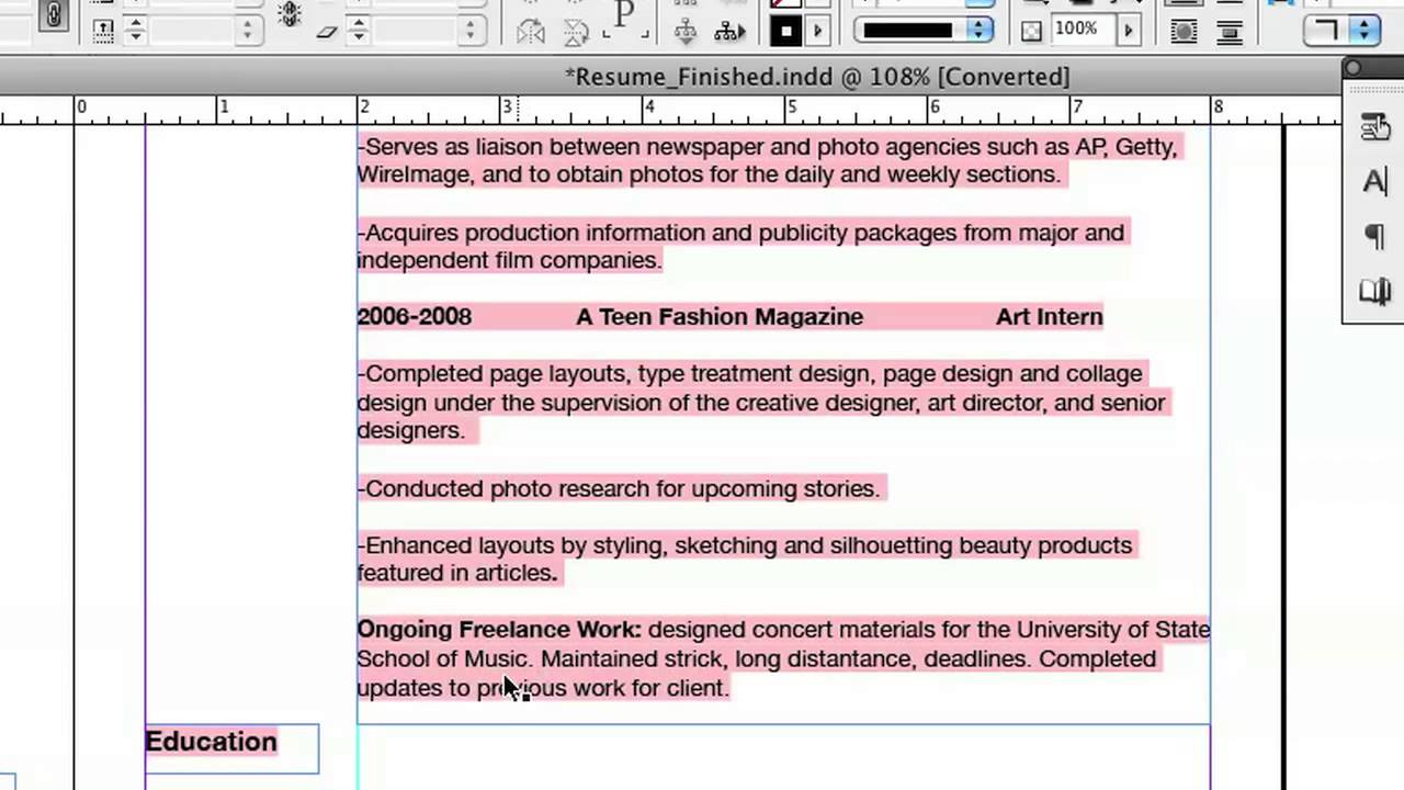 Doing Your Resume in InDesign : InDesign & Graphics