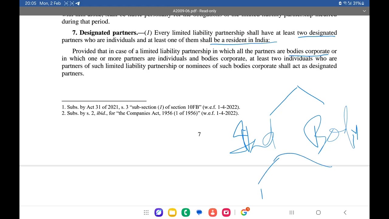 LLP ACT 2008 Important sections One Shot