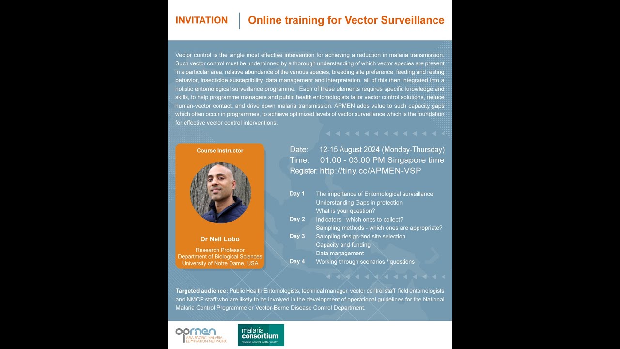 APMEN virtual training on Vector Surveillance 2024 - Day 4