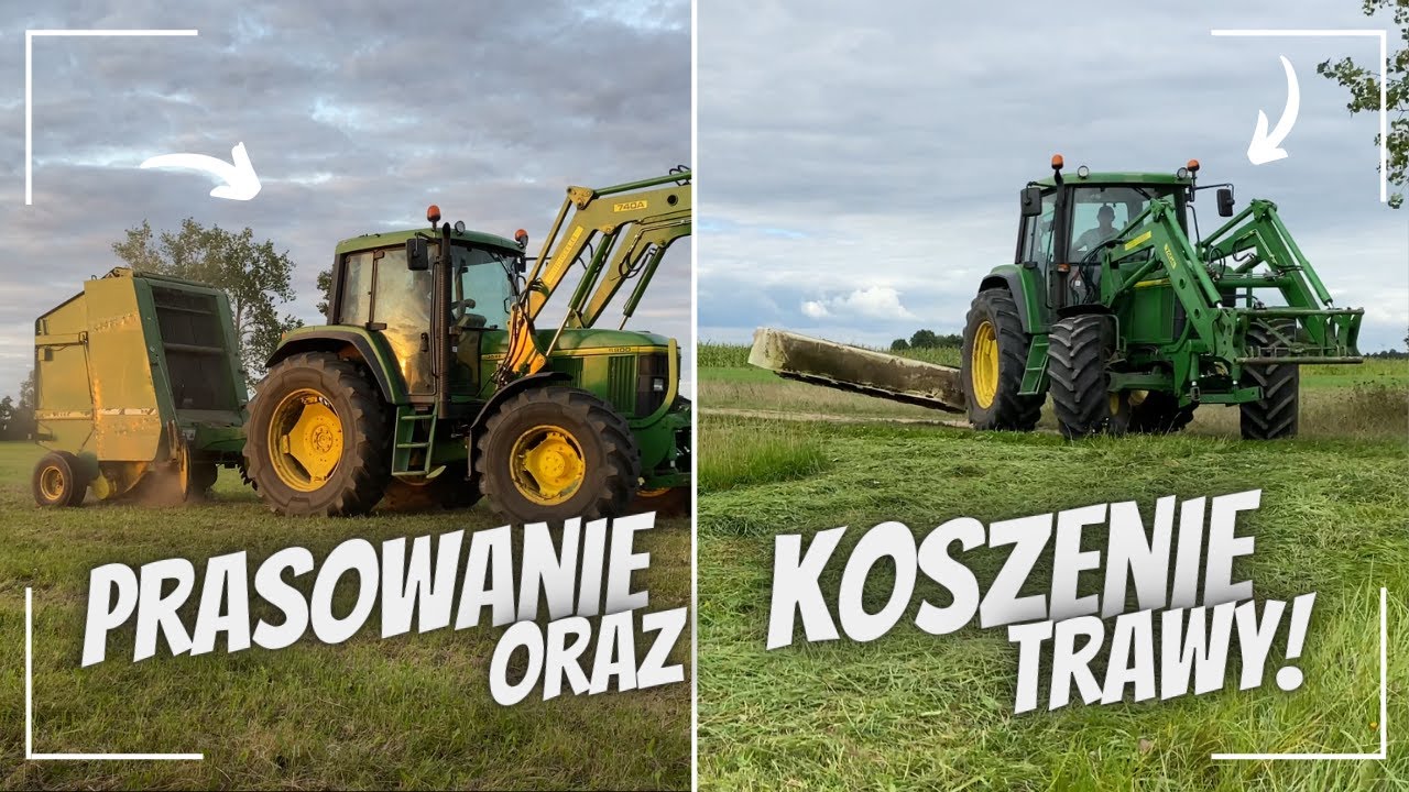 Koszenie i Prasowanie!✔Jelonek Grasuje w Łąkach😲!✔2 Pokos☆2xJohn Deere 6800✔Dzwiek Silnika!!