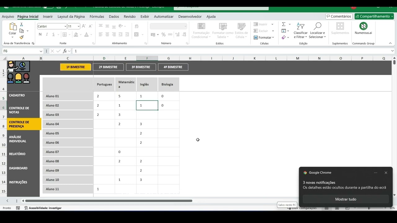 Planilha de Gestão Escolar em Excel – Controle Completo de Alunos, Notas e Frequência