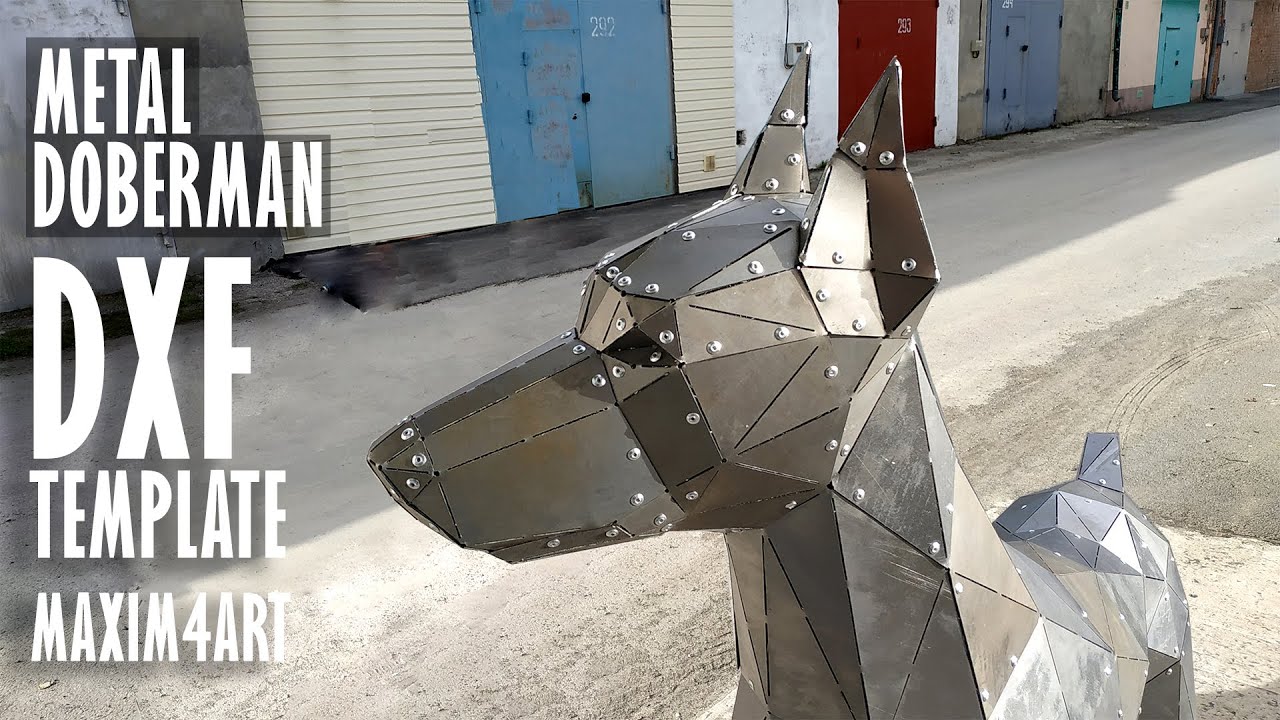 Metal Doberman dog. DXF Laser Cutting Template