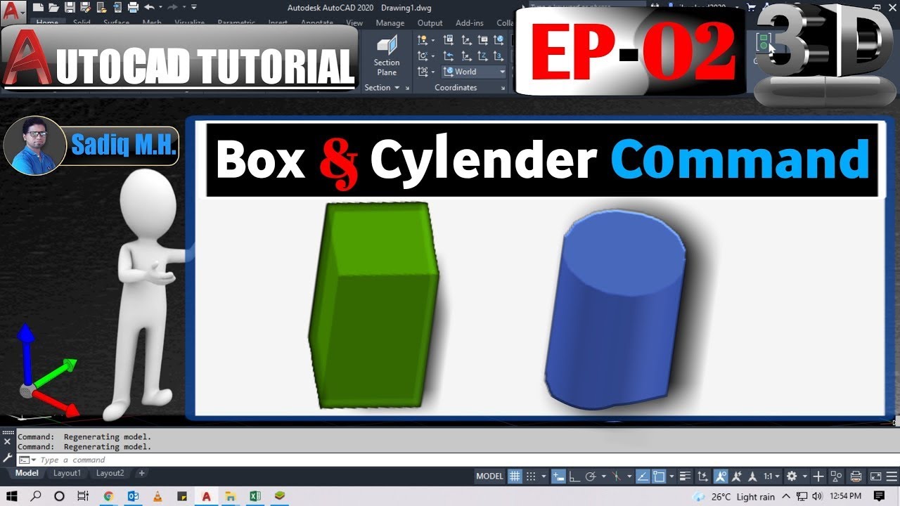 #2 AutoCAD 3D Tutorial in Hindi ll Box Command lll Cylender Command