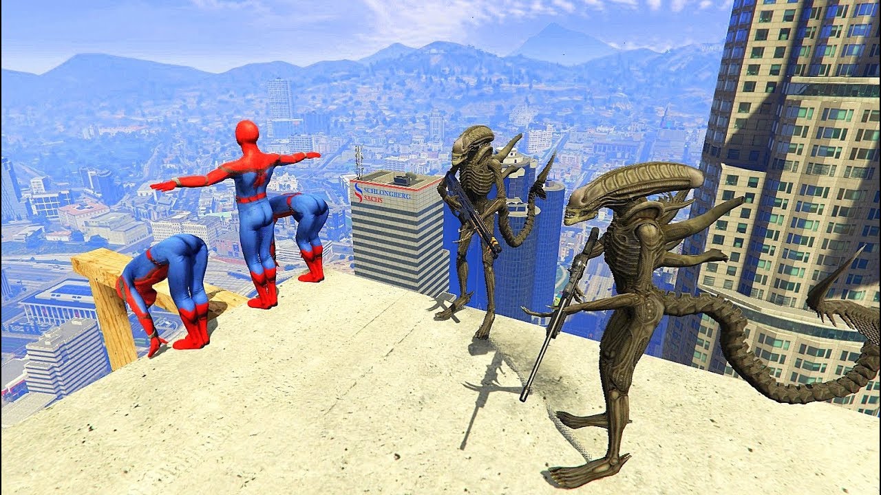 GTA 5 Crazy Ragdolls Spiderman VS ALIEN Fails (GTA 5 Euphoria Physics, Fails, Funny Moments) Epic