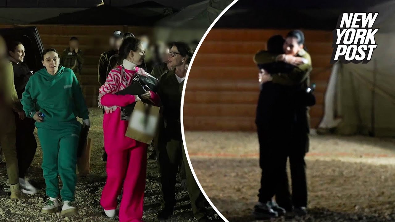 Emotional moment IDF meets three Israeli hostages following release from Hamas captivity