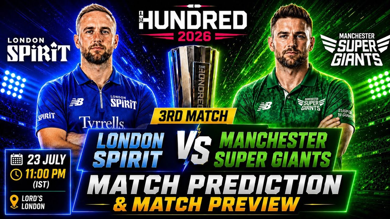 London Spirit vs Manchester Super Giants Match Prediction 2026  मैच कौन जीतेगा? The Hundred Men 2026