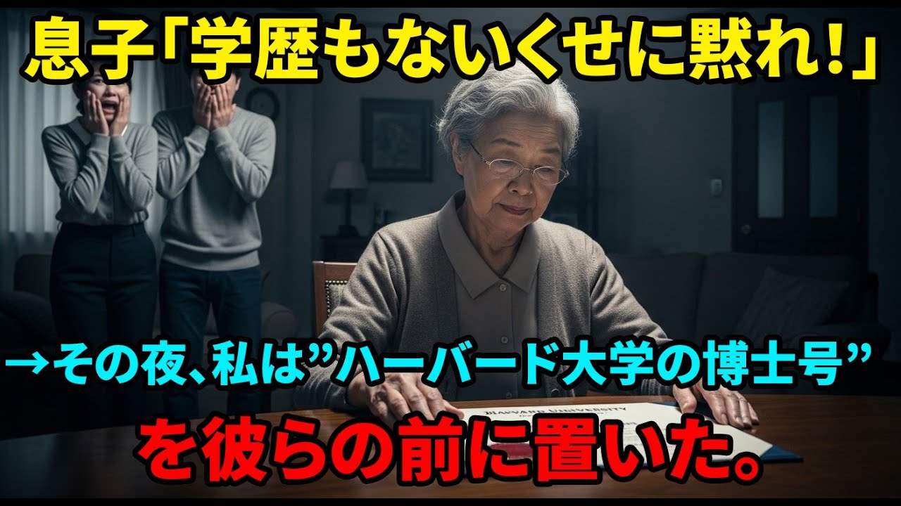 【スカッと】1500万を騙し取り、学歴で私を馬鹿にする息子夫婦。その夜、私が”ハーバード卒の本当の自分”を明かした瞬間、顔面蒼白になった夫婦の末路w【シニアライフ】【60代以上の方へ】