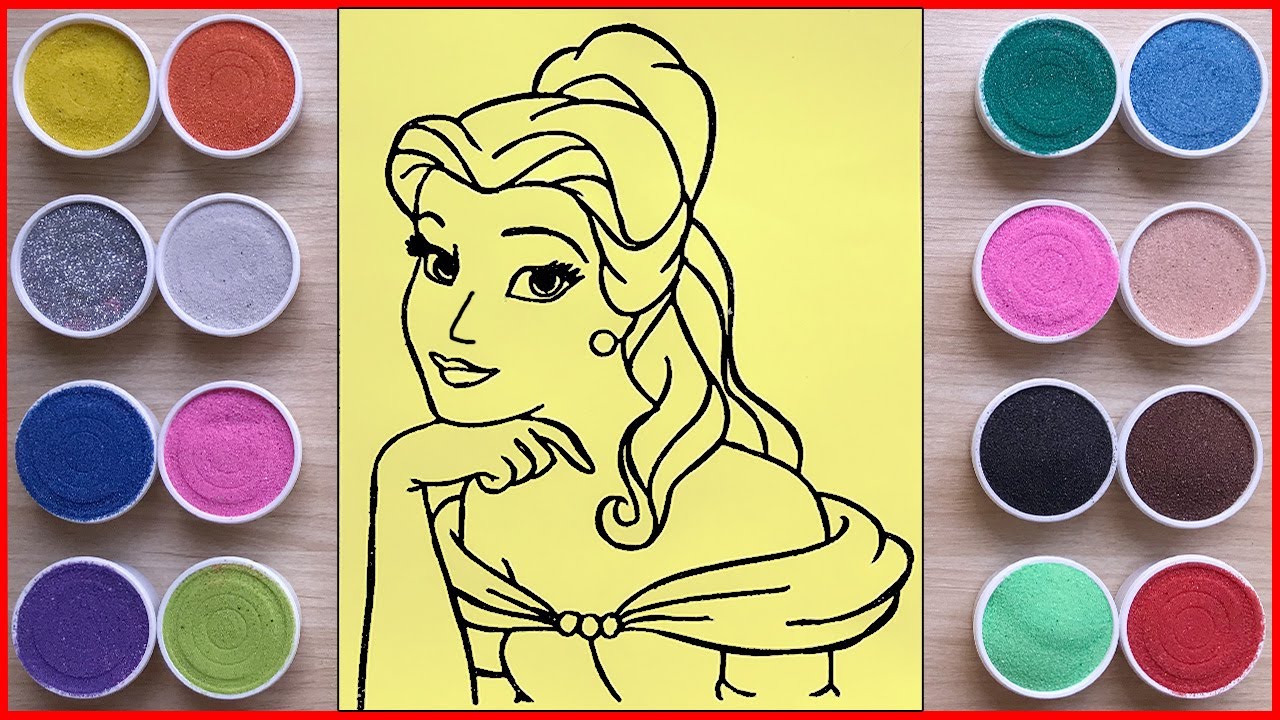 TÔ MÀU TRANH CÁT CÔNG CHÚA BELLE NGƯỜI ĐẸP QUÁI VẬT - Sand painting belle princess (Chim Xinh)