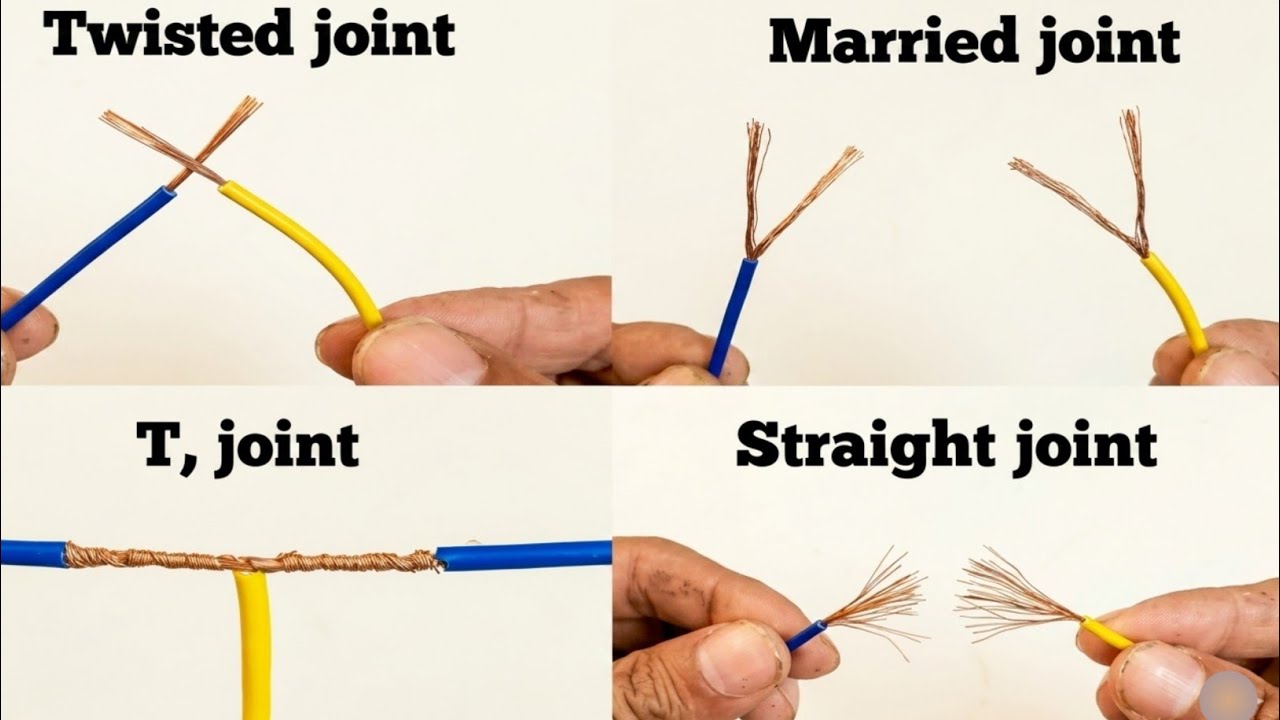 4 Types of Electrical Joint | Twisted joint | Married joint | Straight joint | T joint.