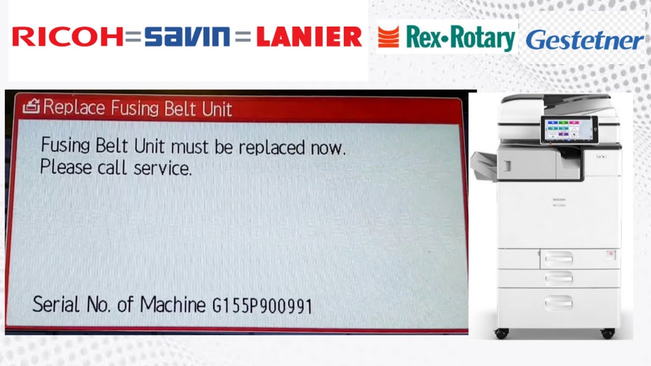 Ricoh How to reset Fusing Belt Unit must be replaced now in Ricoh MP 2554, 3054 MP 2555, 3055, 4055