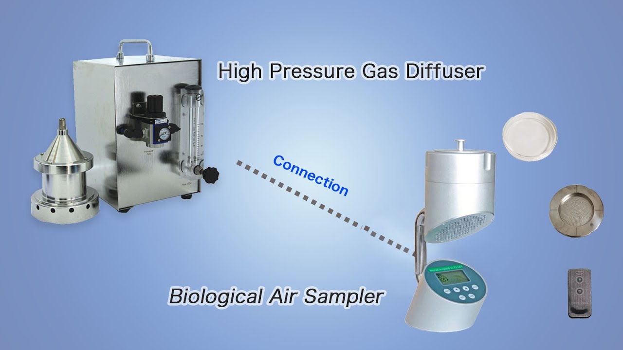 How to connect high pressure gas diffuser with biological air sampler