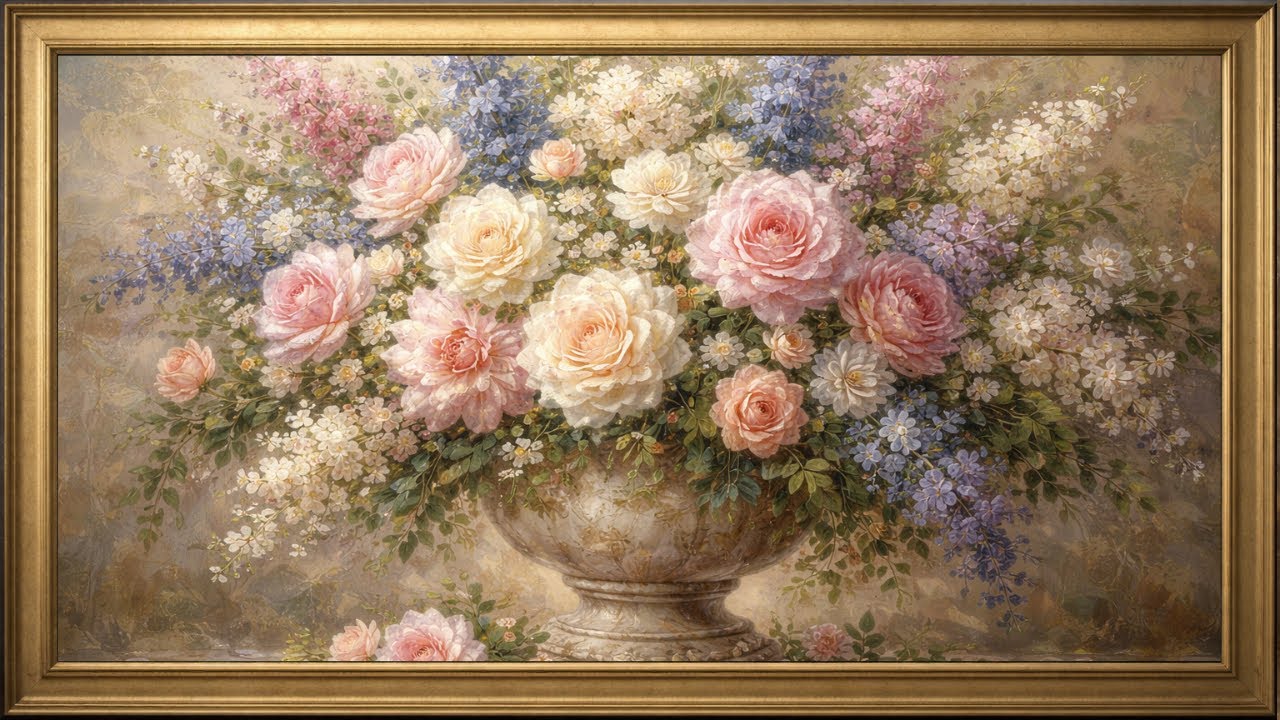 Elegant Floral Oil Painting 🌸 3 Hour TV Frame Art | Classical Flower Digital Display Art