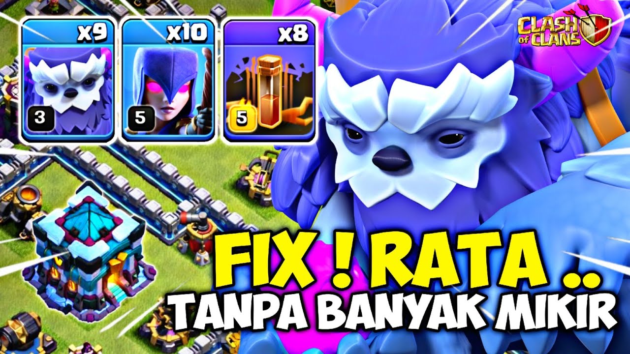 ASAL TEBAR RATA  !! Combo Yeti Witch + Earthquake Spell STRATEGI TH 13 - Clash Of Clans
