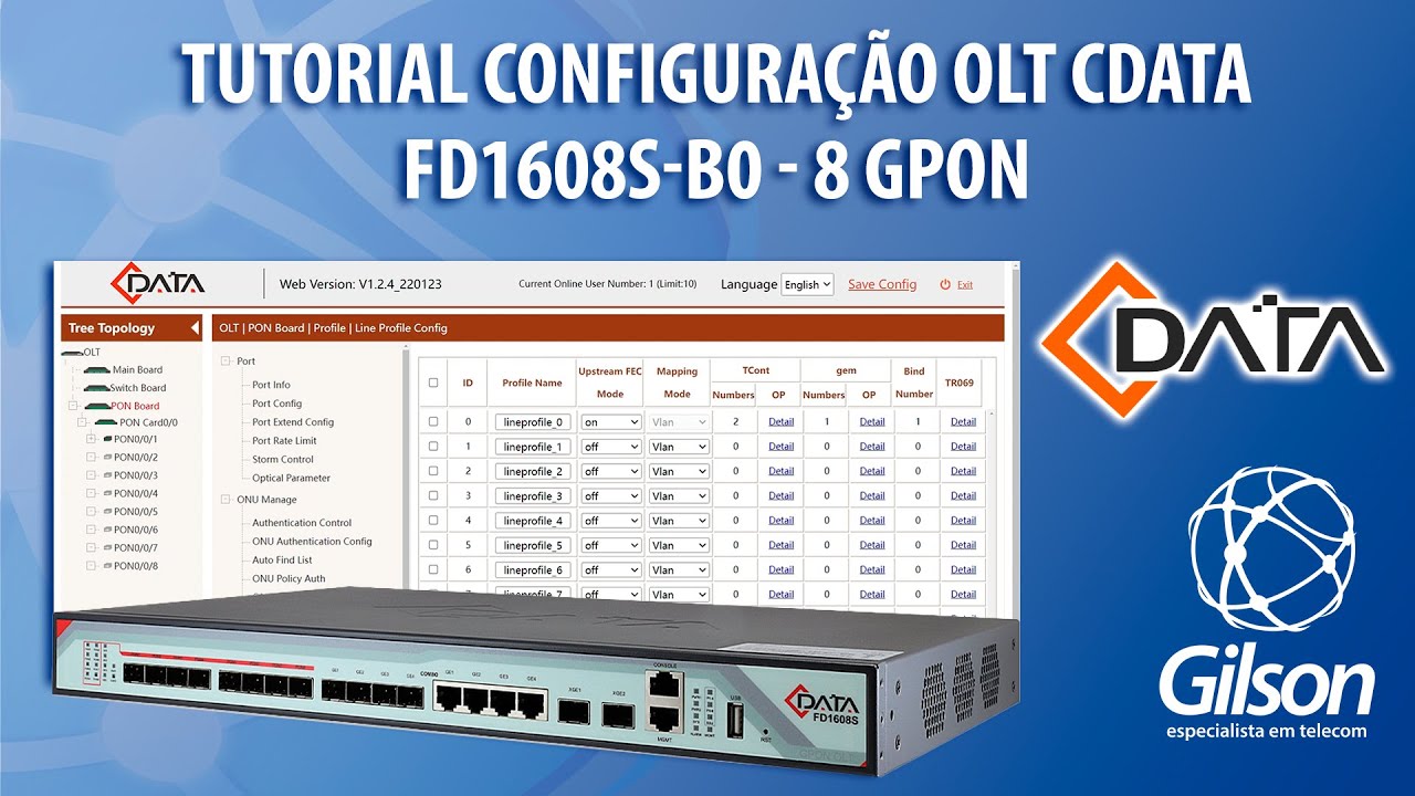OLT GPON CDATA FD1608S-B0 - Tutorial de Configuração