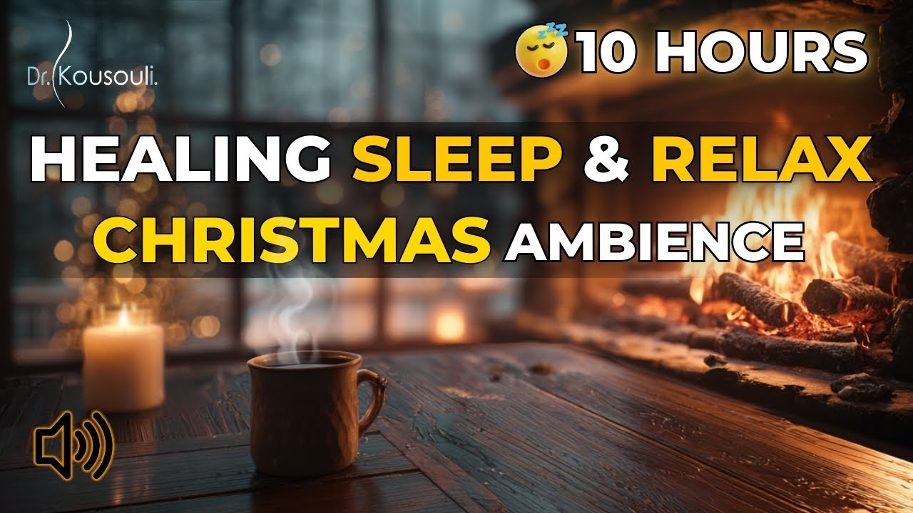 Melt Away Christmas Tension Snow and Cozy Fireplace 🌲10 Hours Healing for Peaceful Deep Sleep