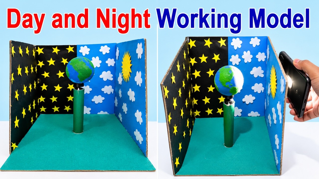 earth day and night working project model | DIY | science project | EARTH ROTATION | howtofunda