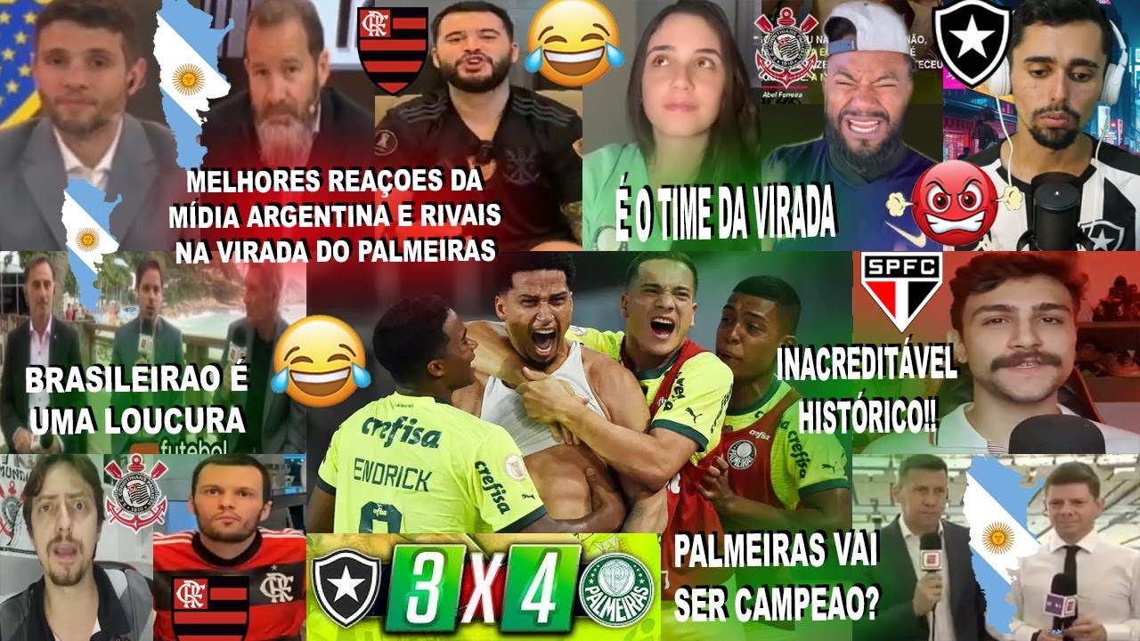 REAÇOES DA MÍDIA ARGENTINA E RIVAIS DEPOIS DA VIRADA HISTÓRICA BOTAFOGO 3X4 PALMEIRAS - CAMPEAO?