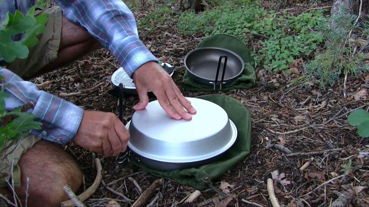 Fry Pan Mess Kit! Boil, Fry & Even Bake Camping Food / Ultralight Dutch Oven.