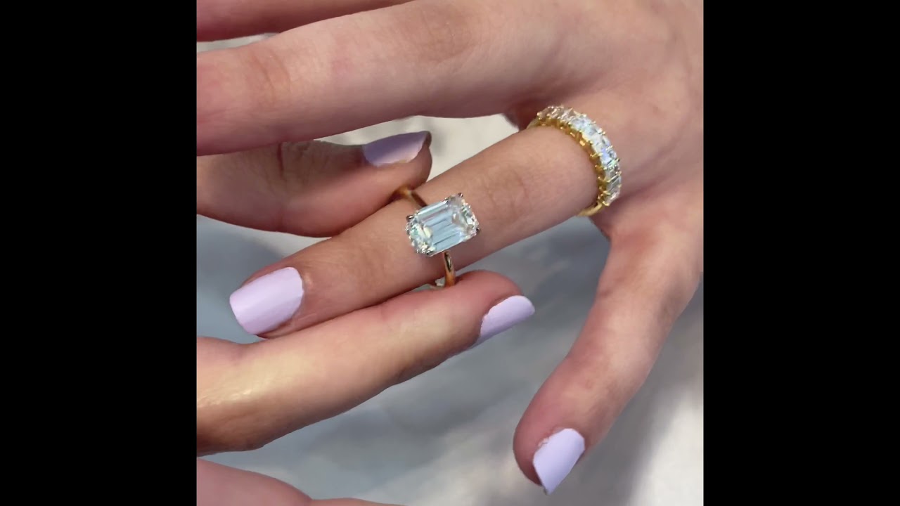 3.5 carat Emerald Cut Diamond Yellow Gold Engagement Ring