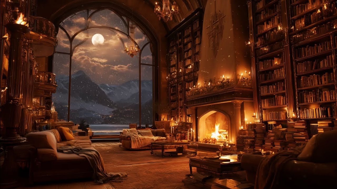 Christmas Fireplace: Cozy Ambience, Gentle Snow Sounds, and Enchanting Views for Relaxation