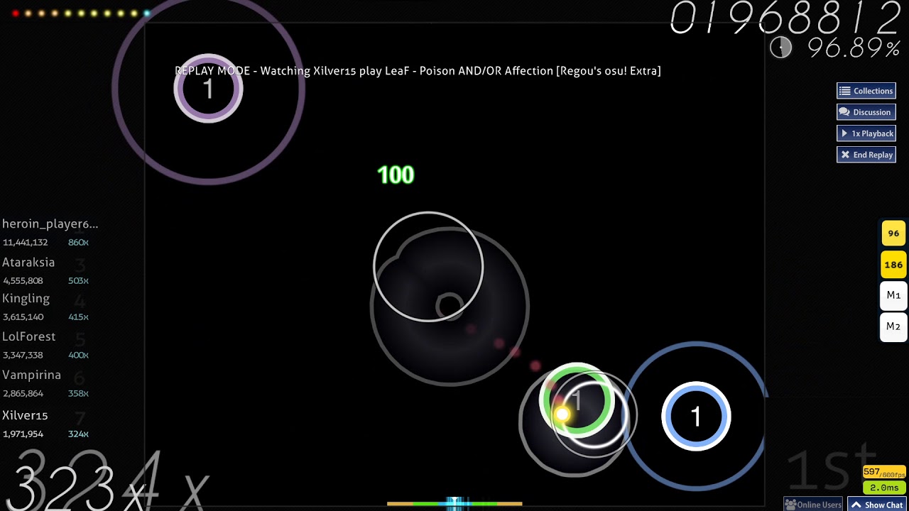 Xilver15 | LeaF - Poison AND/OR Affection [Regou's osu! Extra] 97.98% 768/862x 1xSB #1 Reverse choke