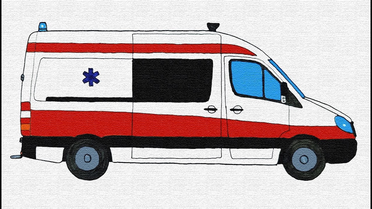 How to easy drawing Ambulance for Kids - Children's Coloring Book with #Paiting 4