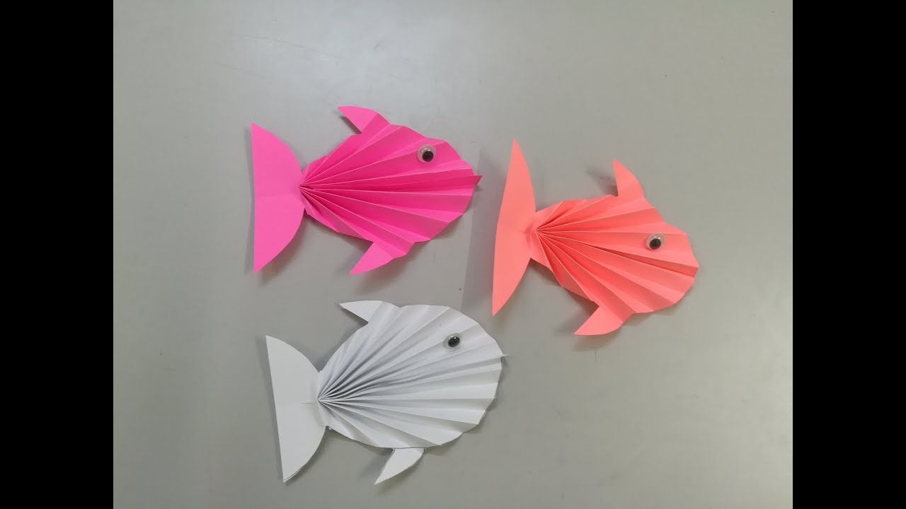 عمل سمكة بالورق الملون - make a paper a fish - اشغال يدوية